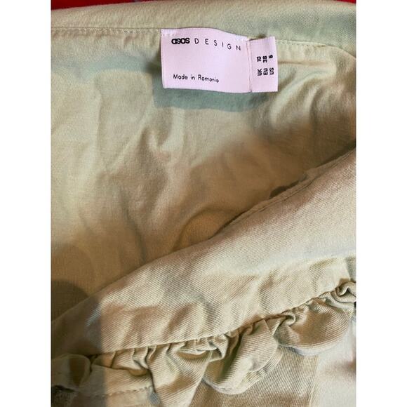 sage green long sleeve dress asos size 6 small medium button a-line - Picture 5 of 5